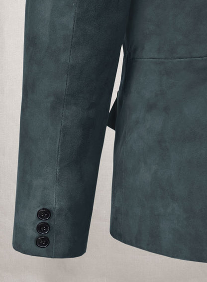 Blue Suede Western Leather Blazer - LeatherCult