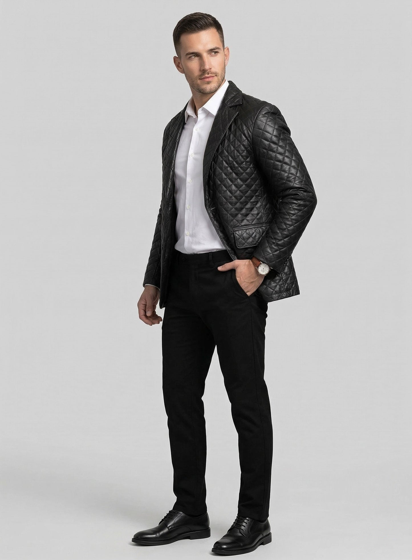 Bocelli Quilted Leather Blazer