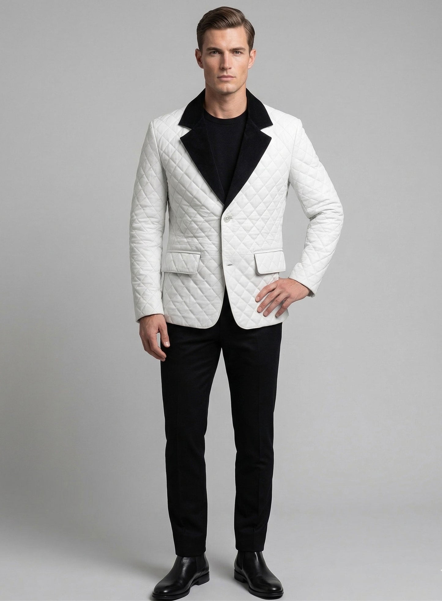 Bocelli Tuxedo Quilted Leather Blazer