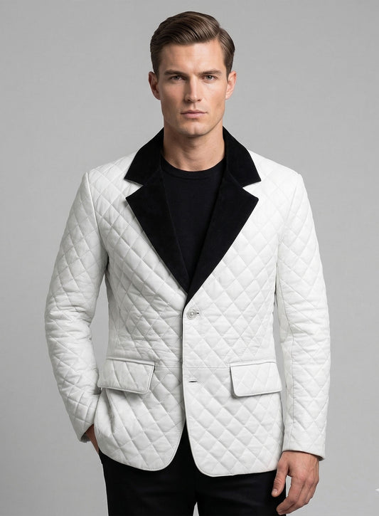 Bocelli Tuxedo Quilted Leather Blazer