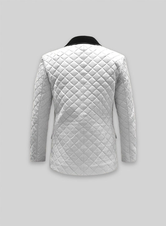 White Bocelli Tuxedo Quilted Leather Blazer