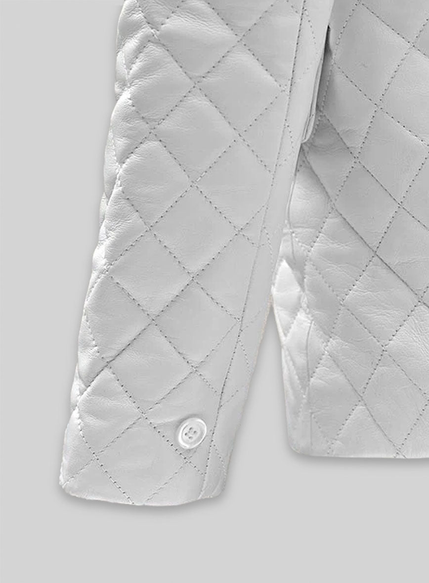 White Bocelli Tuxedo Quilted Leather Blazer