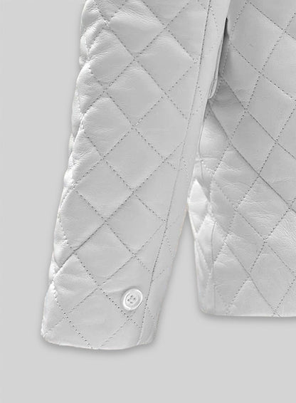 White Bocelli Tuxedo Quilted Leather Blazer