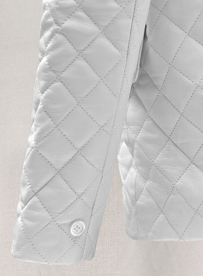 White Bocelli Tuxedo Quilted Leather Blazer - LeatherCult