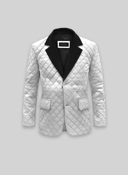 White Bocelli Tuxedo Quilted Leather Blazer