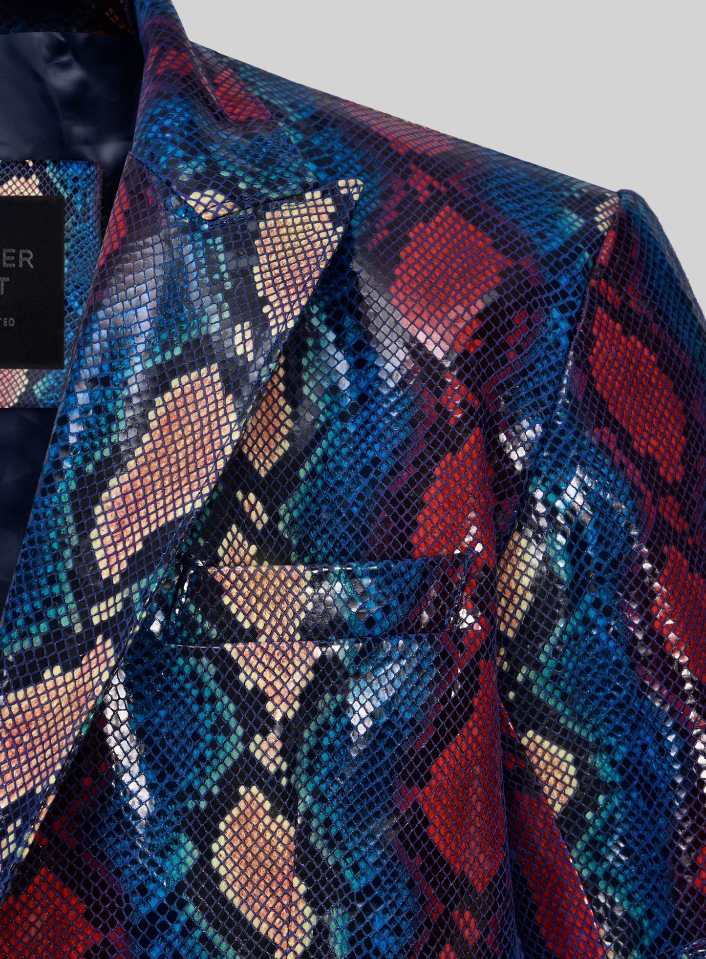 Bold Blue Python Catwalk Leather Blazer # 2