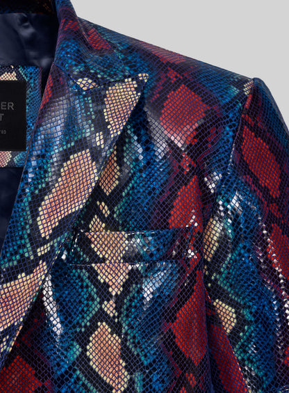 Bold Blue Python Catwalk Leather Blazer # 2