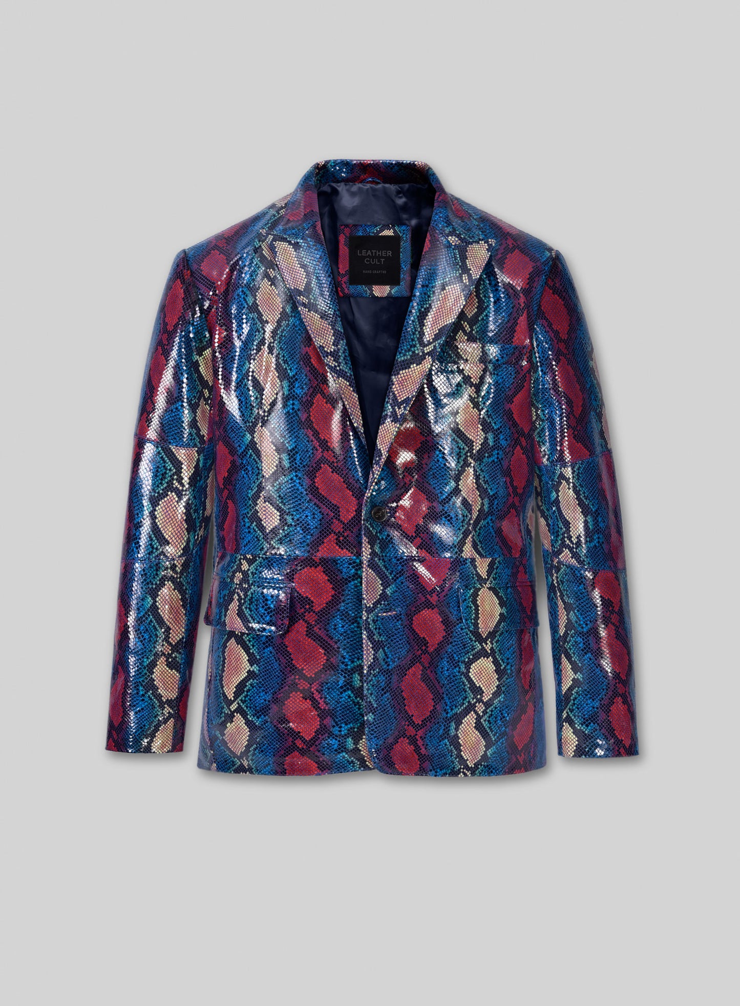 Bold Blue Python Catwalk Leather Blazer # 2