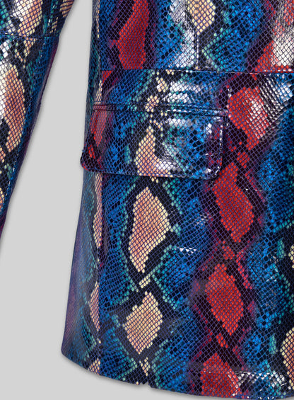 Bold Blue Python Catwalk Leather Blazer # 2