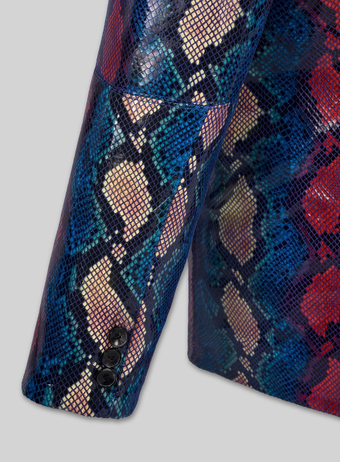 Bold Blue Python Catwalk Leather Blazer # 2