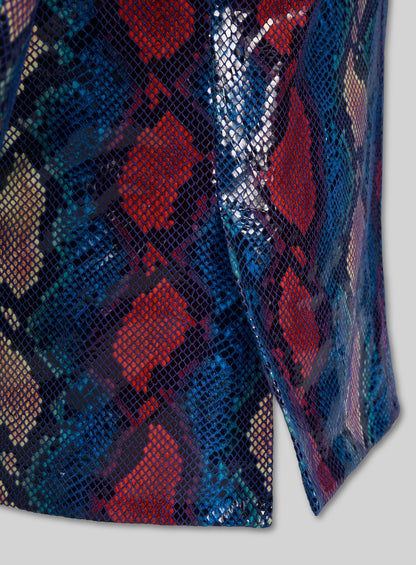 Bold Blue Python Catwalk Leather Blazer # 2