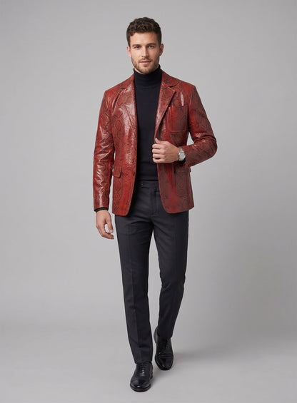 Bold Red Python Floyd Mayweather Leather Blazer