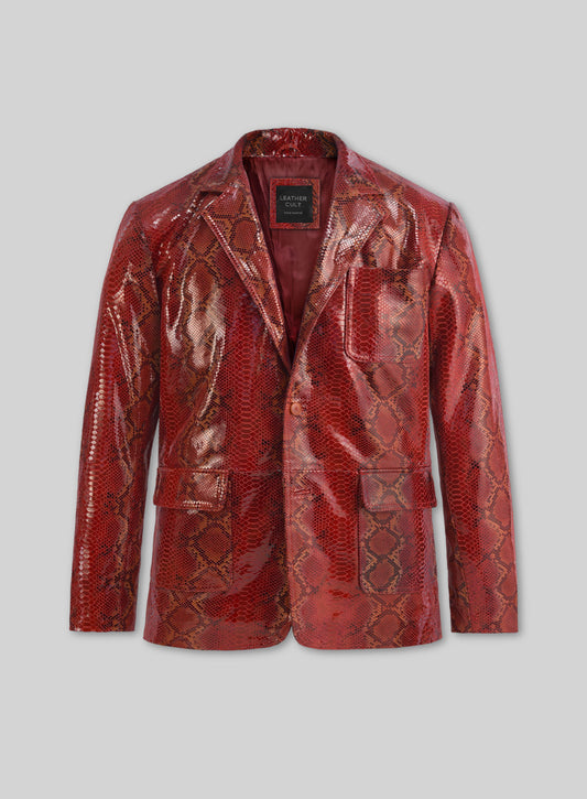 Bold Red Python Floyd Mayweather Leather Blazer