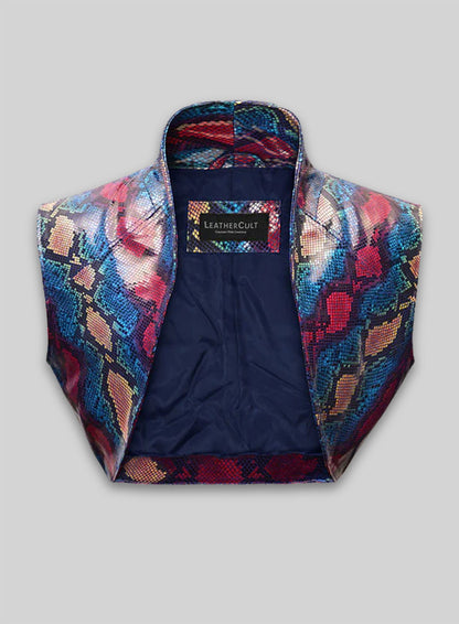 Bold Blue Python Bolero Leather Jacket # 2