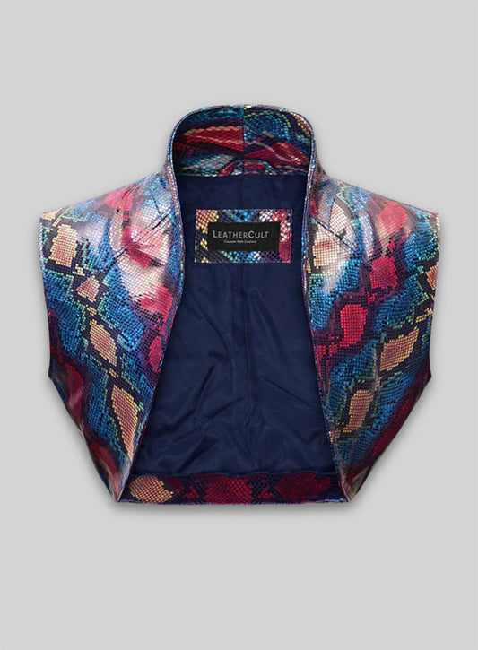 Bold Blue Python Bolero Leather Jacket # 2