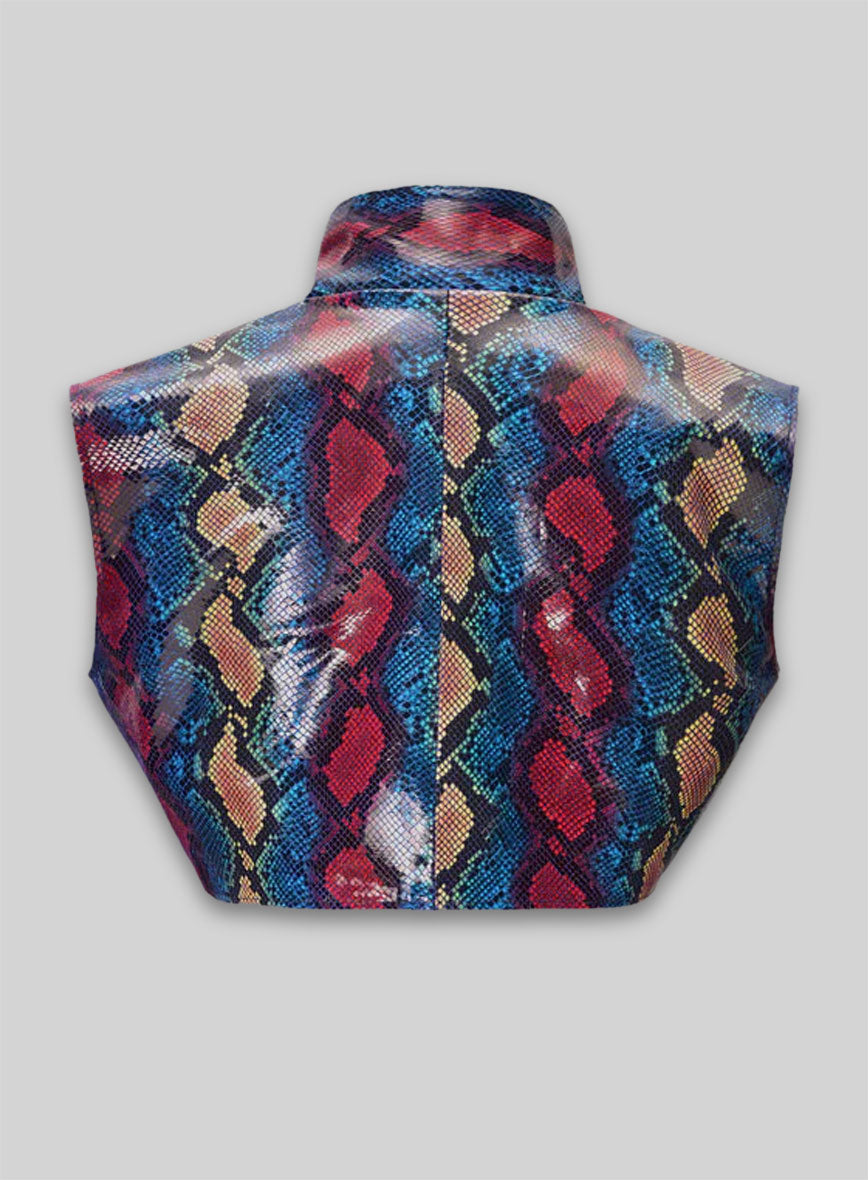 Bold Blue Python Bolero Leather Jacket # 2