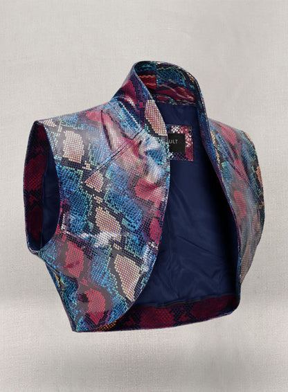 Bold Blue Python Bolero Leather Jacket # 2 - LeatherCult