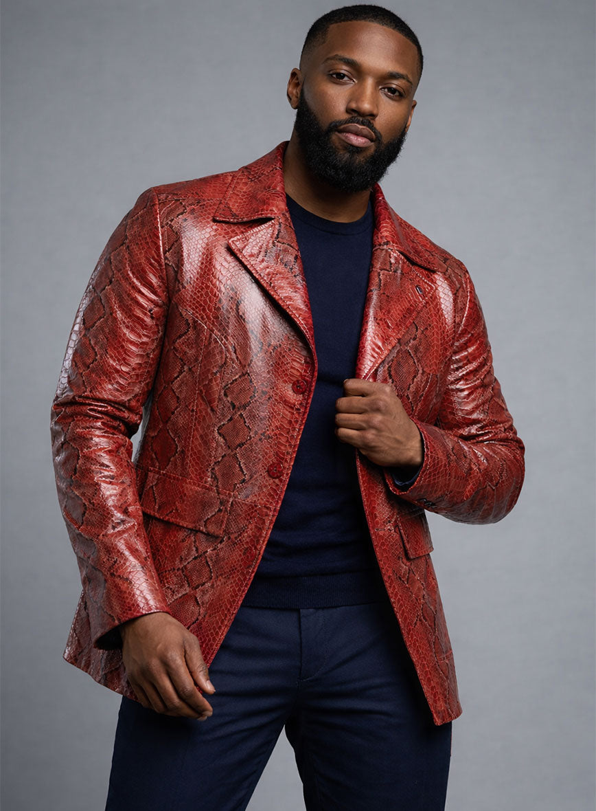 Bold Red Python Johnny Depp Donnie Brasco Leather Blazer