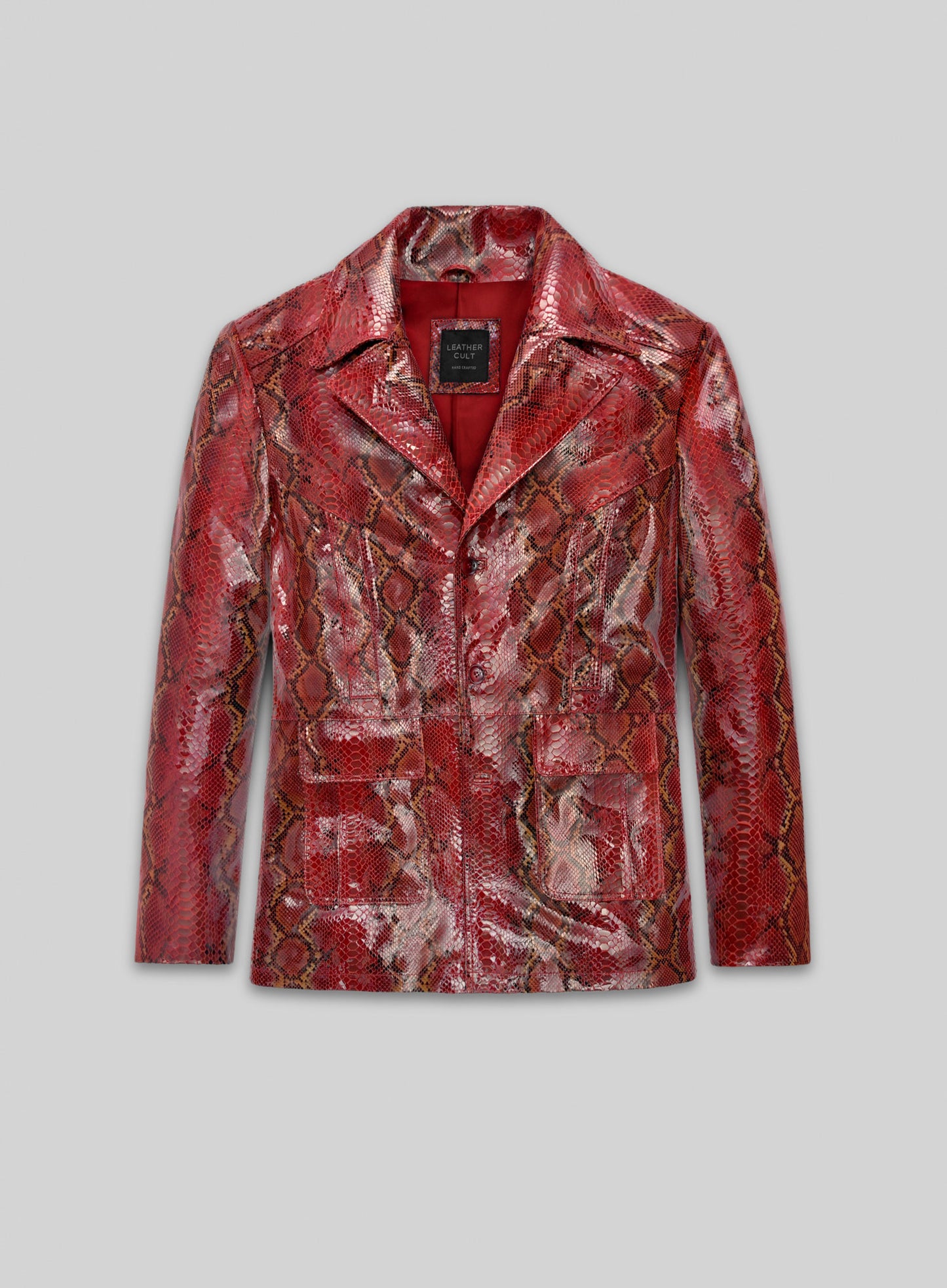 Bold Red Python Johnny Depp Donnie Brasco Leather Blazer