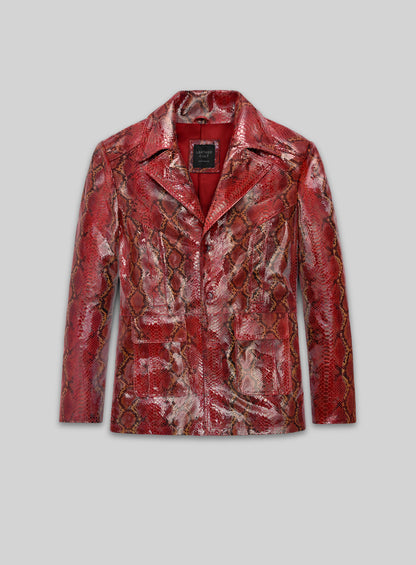 Bold Red Python Johnny Depp Donnie Brasco Leather Blazer