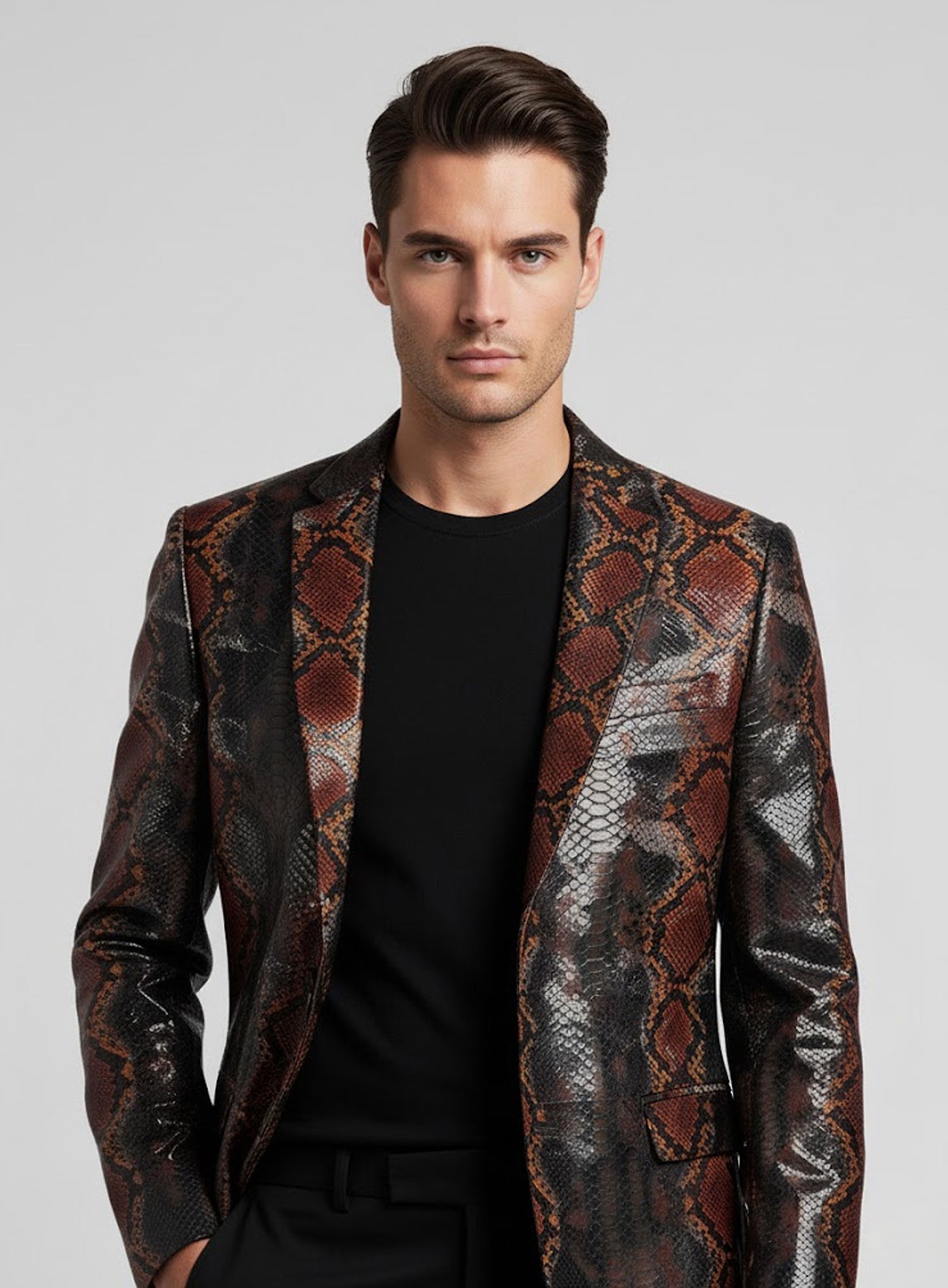Bold Knight Python Leather Blazer