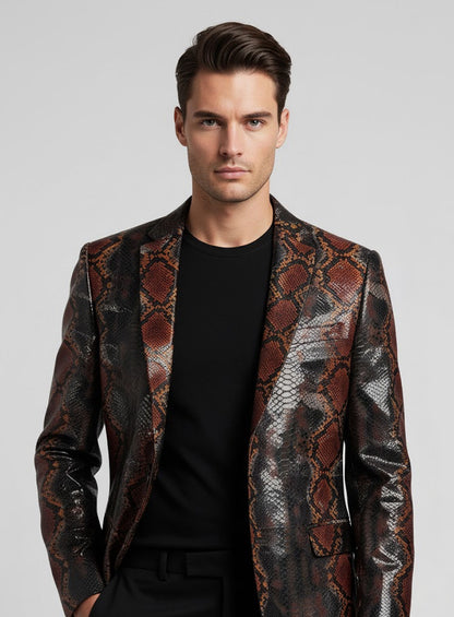 Bold Knight Python Leather Blazer