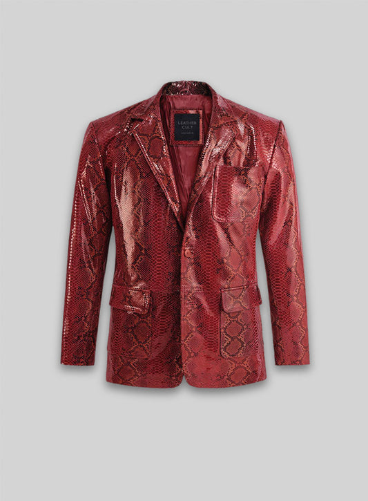 Bold Red Python Floyd Mayweather Leather Blazer