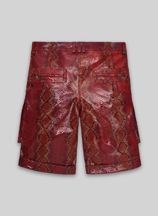 Bold Red Python Havana Leather Shorts Style # 362