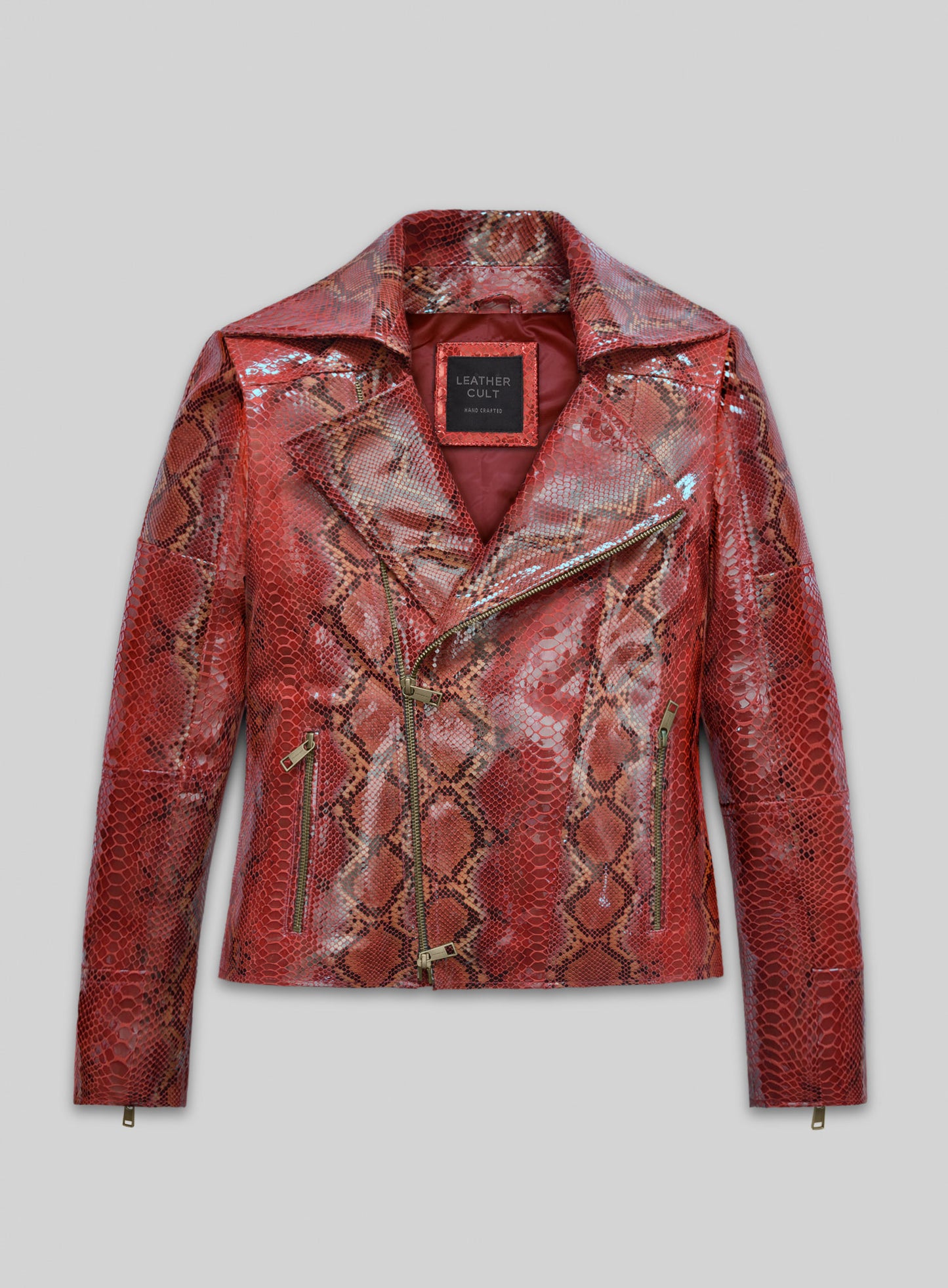 Bold Red Python Leather Jacket # 228
