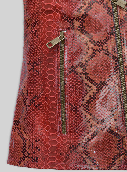 Bold Red Python Leather Jacket # 228