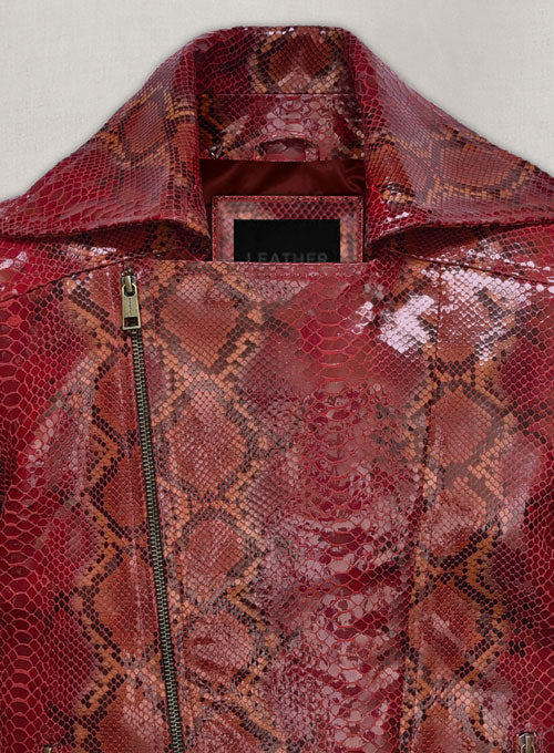 Bold Red Python Leather Jacket # 228 - LeatherCult