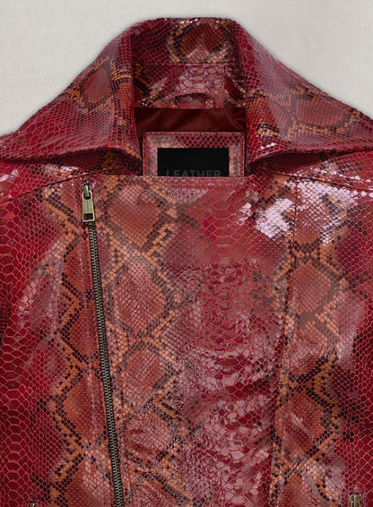 Bold Red Python Leather Jacket # 228 - LeatherCult