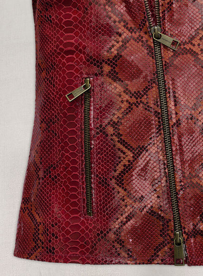Bold Red Python Leather Jacket # 228 - LeatherCult