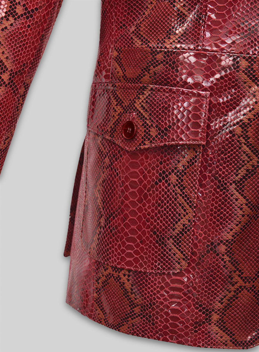 Bold Red Python Western Leather Blazer
