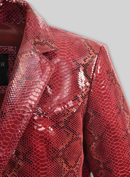 Bold Red Python Western Leather Blazer