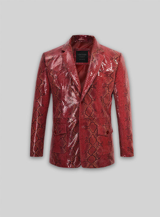 Bold Red Python Western Leather Blazer