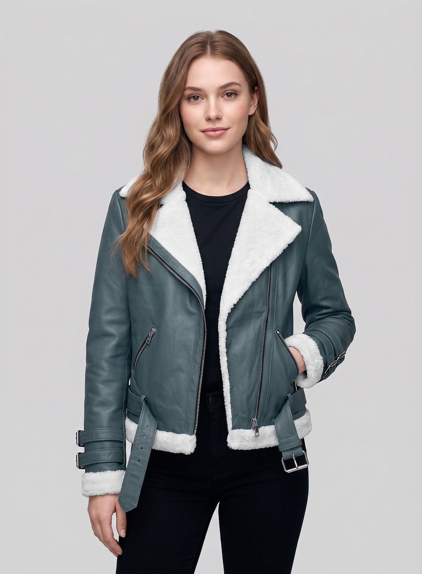 Bon Blue Rita Ora Leather Jacket #2