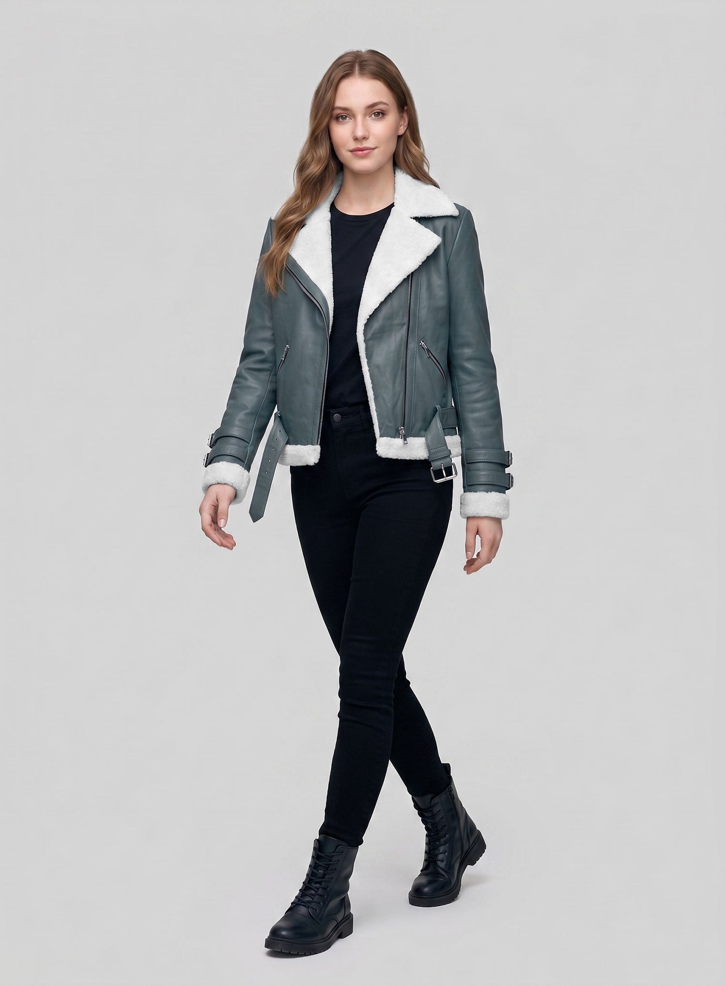 Bon Blue Rita Ora Leather Jacket #2