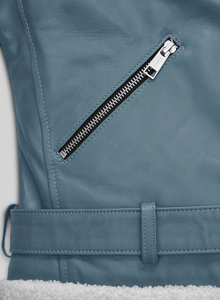 Bon Blue Rita Ora Leather Jacket #2