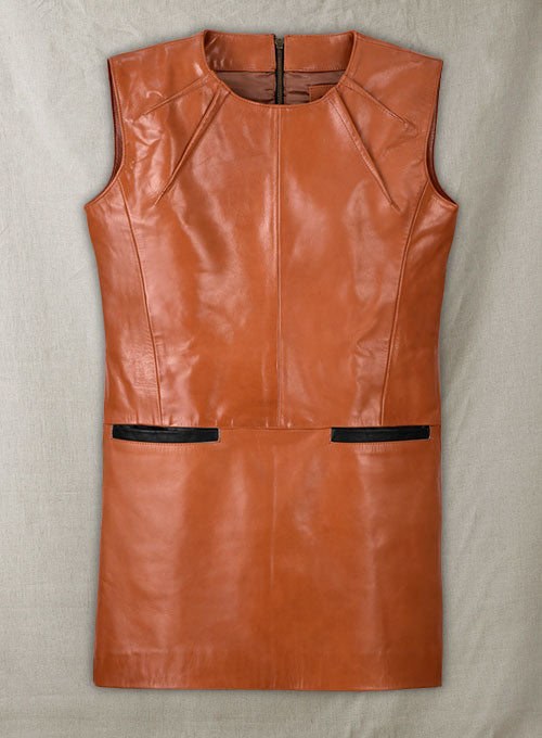 Shiny Old Tan Bonfire Leather Dress - # 752 - LeatherCult