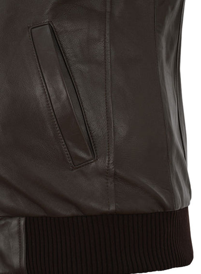 Brown Wax Classic Bomber Leather Jacket - LeatherCult