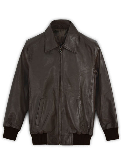 Brown Wax Classic Bomber Leather Jacket - LeatherCult