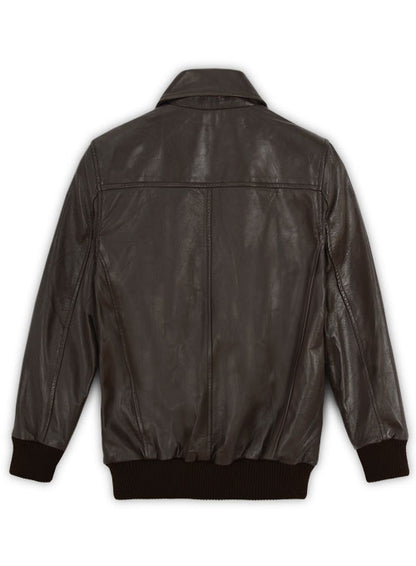 Brown Wax Classic Bomber Leather Jacket - LeatherCult
