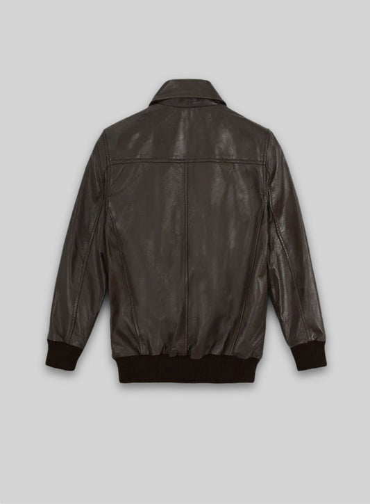 Brown Wax Classic Bomber Leather Jacket