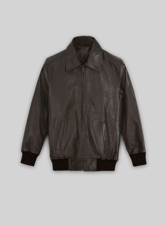 Brown Wax Classic Bomber Leather Jacket