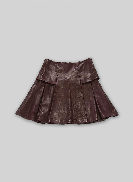 Box Pleat Leather Skirt - # 159