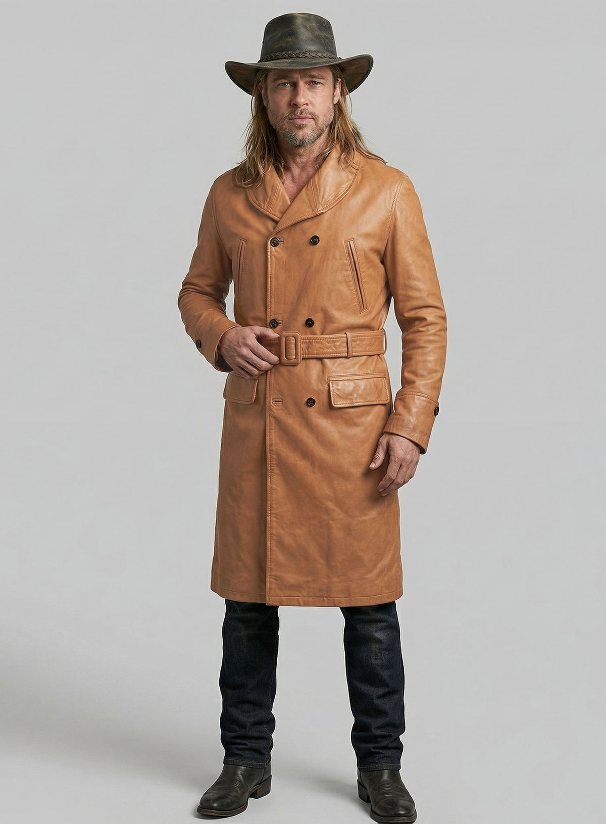 Brad Pitt Legends of the Fall Leather Trench Coat