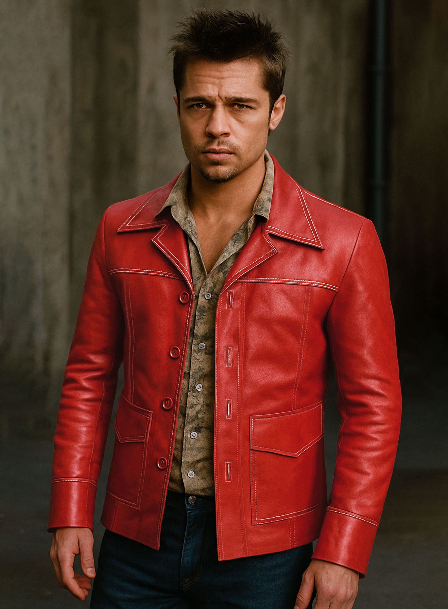 Brad Pitt Fight Club Leather Jacket