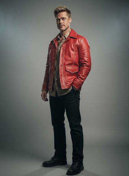 Brad Pitt Fight Club Leather Jacket