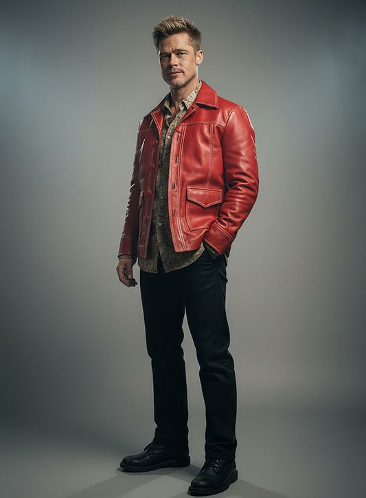 Brad Pitt Fight Club Leather Jacket